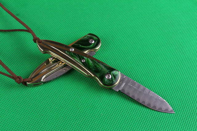  The Chinese Feast Damascus steel no lock folding knife UD402180 